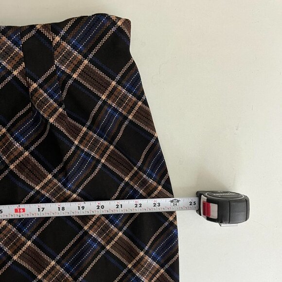 y2k brown blue plaid plus size dark academia grunge maxi skirt - Picture 6 of 8